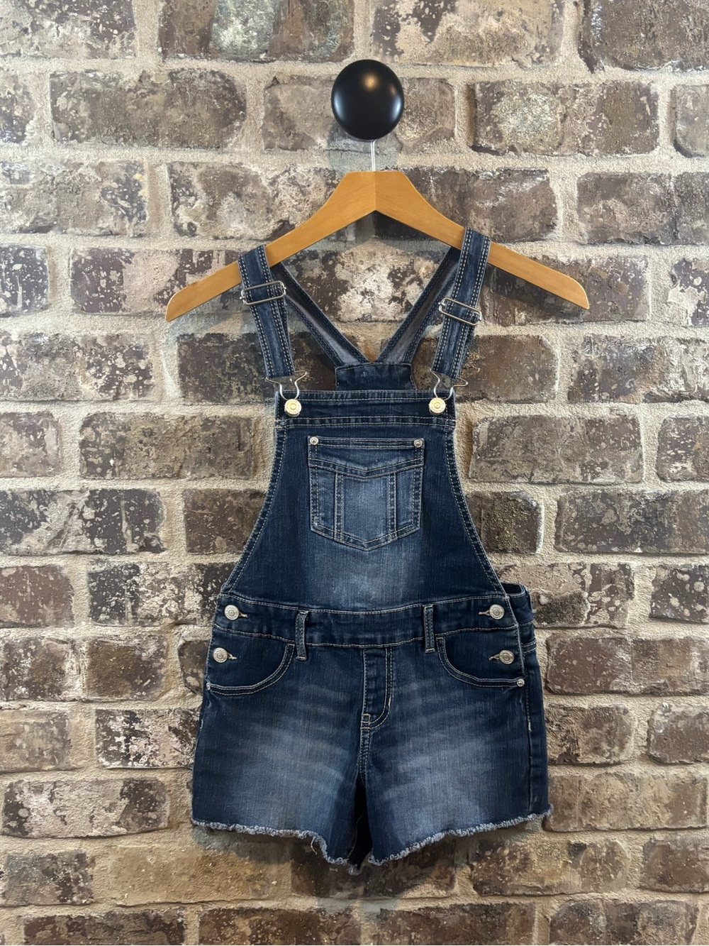 Jordache Dark Wash Denim Short Overalls Girls Sz L 11/12
